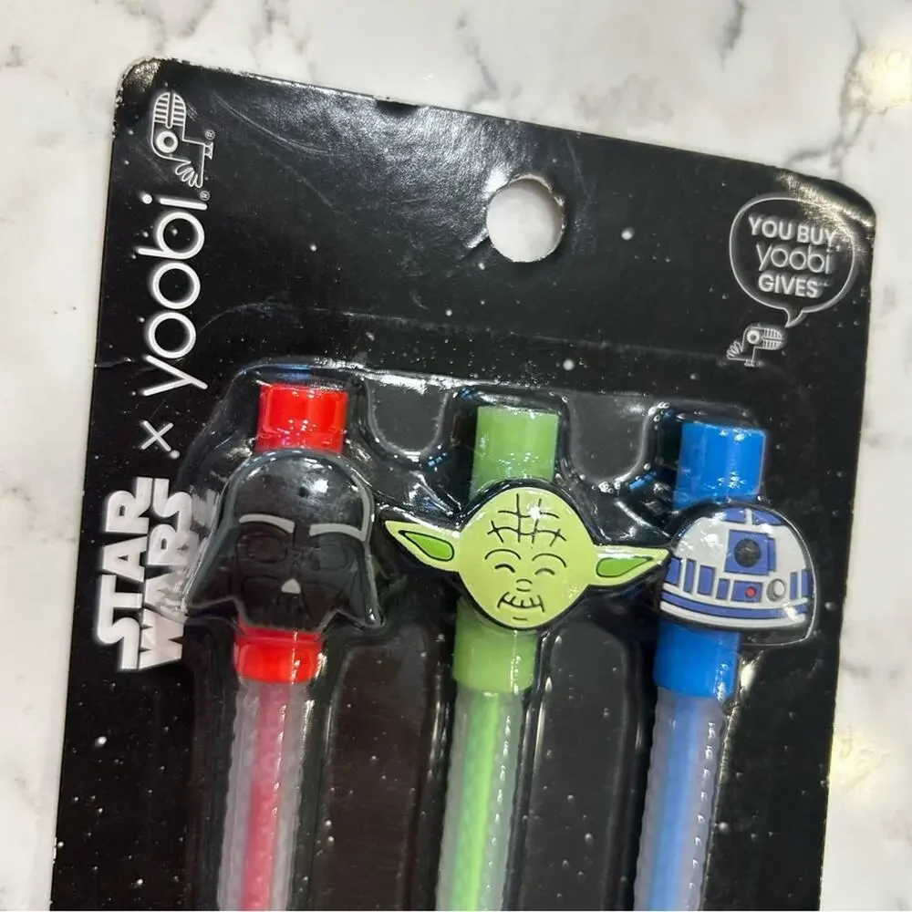 New in Box Yoobi Set of 3 Star Wars‎ Gel Pens Yoda Darth Vader R2D2